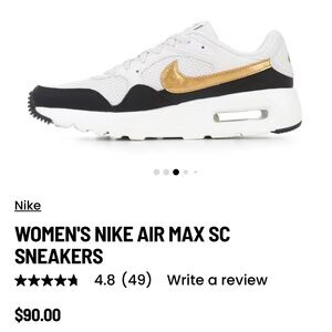 WOMEN'S NIKE AIR MAX SC SNEAKERS SZ 10. Black/white/ gold NWOT
